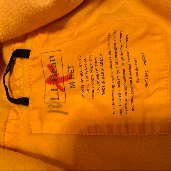 L.L. Bean Yellow rain Jacket for Versatile Style fleece lined size medium pet - Picture 4 of 6